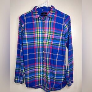 J Crew Shirt Womens Size 0 Plaid Button Down Multicolor Classic Fit